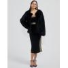 imageFlygo Women Faux Fur Coat Fluffy Long Sleeve Open Front Cropped Furry Jacket Shaggy 2025 Warm Winter Outwear with PocketsBlack