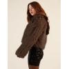 imageFlygo Women Faux Fur Coat Fluffy Long Sleeve Open Front Cropped Furry Jacket Shaggy 2025 Warm Winter Outwear with PocketsBrown
