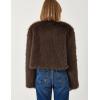 imageFlygo Women Faux Fur Coat Fluffy Long Sleeve Open Front Cropped Furry Jacket Shaggy 2025 Warm Winter Outwear with PocketsBrown