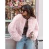imageFlygo Women Faux Fur Coat Fluffy Long Sleeve Open Front Cropped Furry Jacket Shaggy 2025 Warm Winter Outwear with PocketsPink