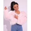imageFlygo Women Faux Fur Coat Fluffy Long Sleeve Open Front Cropped Furry Jacket Shaggy 2025 Warm Winter Outwear with PocketsPink