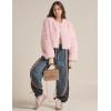 imageFlygo Women Faux Fur Coat Fluffy Long Sleeve Open Front Cropped Furry Jacket Shaggy 2025 Warm Winter Outwear with PocketsPink
