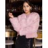 imageFlygo Women Faux Fur Coat Fluffy Long Sleeve Open Front Cropped Furry Jacket Shaggy 2025 Warm Winter Outwear with PocketsPink