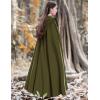 imageFlygo Women Wool Blend Hooded Cape Fall Winter Cloak with Hood Windproof Poncho Maxi CoatArmy Green