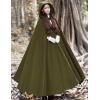 imageFlygo Women Wool Blend Hooded Cape Fall Winter Cloak with Hood Windproof Poncho Maxi CoatArmy Green