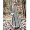 imageFlygo Women Wool Blend Hooded Cape Fall Winter Cloak with Hood Windproof Poncho Maxi CoatGrey