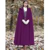 imageFlygo Women Wool Blend Hooded Cape Fall Winter Cloak with Hood Windproof Poncho Maxi CoatPurple