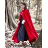 imageFlygo Women Wool Blend Hooded Cape Fall Winter Cloak with Hood Windproof Poncho Maxi CoatRed