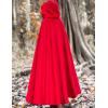imageFlygo Women Wool Blend Hooded Cape Fall Winter Cloak with Hood Windproof Poncho Maxi CoatRed