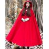 imageFlygo Women Wool Blend Hooded Cape Fall Winter Cloak with Hood Windproof Poncho Maxi CoatRed