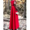 imageFlygo Women Wool Blend Hooded Cape Fall Winter Cloak with Hood Windproof Poncho Maxi CoatRed