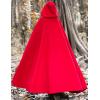 imageFlygo Women Wool Blend Hooded Cape Fall Winter Cloak with Hood Windproof Poncho Maxi CoatRed