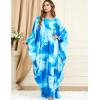 imageFlygo Womens Batwing Tie Dye Printed Long Sleeve Oversized Maxi Dress Sleep LoungewearTie Dye BlueOne Size
