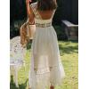 imageFlygo Womens Boho Lace Maxi Dress Backless Square Neck Swing Party Beach DressesWhite