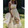imageFlygo Womens Boho Lace Maxi Dress Backless Square Neck Swing Party Beach DressesWhite