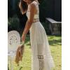 imageFlygo Womens Boho Lace Maxi Dress Backless Square Neck Swing Party Beach DressesWhite