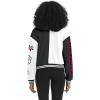 imageFlygo Womens Cropped Varsity Jacket Baseball Jacket Colorblock Letter Print Y2k Button Down Bomber UniformBlack