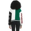 imageFlygo Womens Cropped Varsity Jacket Baseball Jacket Colorblock Letter Print Y2k Button Down Bomber UniformGreen