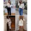 imageFlygo Womens Cropped Wool Blend Pea Coat Funnel Neckline Casual Button Down Peacoat Jacket with PocketBeige