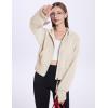 imageFlygo Womens Cropped Zip Up Hoodie Long Sleeve Drop Shoulder Sweatshirts Casual Ribbed Hem Workout Top Jacket with PocketsBeige