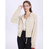 imageFlygo Womens Cropped Zip Up Hoodie Long Sleeve Drop Shoulder Sweatshirts Casual Ribbed Hem Workout Top Jacket with PocketsBeige