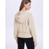 imageFlygo Womens Cropped Zip Up Hoodie Long Sleeve Drop Shoulder Sweatshirts Casual Ribbed Hem Workout Top Jacket with PocketsBeige