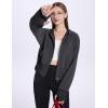 imageFlygo Womens Cropped Zip Up Hoodie Long Sleeve Drop Shoulder Sweatshirts Casual Ribbed Hem Workout Top Jacket with PocketsDark Grey