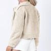 imageFlygo Womens Cropped Zip Up Lapel Shaggy Teddy Fleece Jacket Faux Fur CoatBeige