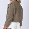 imageFlygo Womens Cropped Zip Up Lapel Shaggy Teddy Fleece Jacket Faux Fur CoatBrown