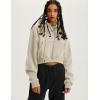 imageFlygo Womens Fleece Hoodie Sweatshirt Cropped Drawstring Hooded Crop Tops Pullover with Kangaroo PocketBeige