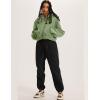 imageFlygo Womens Fleece Hoodie Sweatshirt Cropped Drawstring Hooded Crop Tops Pullover with Kangaroo PocketGrey Green