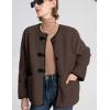imageFlygo Womens Fleece Jacket Casual Lightweight Sherpa Jacket Fuzzy Faux Fur Coat Oversized Shearling JacketsBrownS
