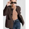 imageFlygo Womens Fleece Jacket Casual Lightweight Sherpa Jacket Fuzzy Faux Fur Coat Oversized Shearling JacketsBrownS