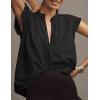 imageFlygo Womens Flutter Sleeve V Neck Tank Tops Button Down Casual Frilled Ruffle Solid Pleated Summer Blouse ShirtsBlack