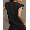 imageFlygo Womens Flutter Sleeve V Neck Tank Tops Button Down Casual Frilled Ruffle Solid Pleated Summer Blouse ShirtsBlack