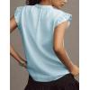 imageFlygo Womens Flutter Sleeve V Neck Tank Tops Button Down Casual Frilled Ruffle Solid Pleated Summer Blouse ShirtsLight Blue
