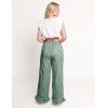 imageFlygo Womens Gingham Pants Y2K Cotton Wide Leg Ruffle Hem Lounge Pants Plaid Elastic Wasited Trouser with PocketsDarkgreen
