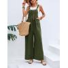 imageFlygo Womens Overalls Loose Fit Cotton Linen Bib Overall Wide Leg Jumpsuit Rompers with PocketsArmy Green