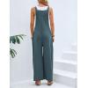 imageFlygo Womens Overalls Loose Fit Cotton Linen Bib Overall Wide Leg Jumpsuit Rompers with PocketsBlue Grey