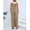 imageFlygo Womens Overalls Loose Fit Cotton Linen Bib Overall Wide Leg Jumpsuit Rompers with PocketsKhaki