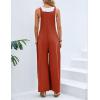 imageFlygo Womens Overalls Loose Fit Cotton Linen Bib Overall Wide Leg Jumpsuit Rompers with PocketsRust