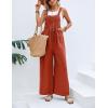 imageFlygo Womens Overalls Loose Fit Cotton Linen Bib Overall Wide Leg Jumpsuit Rompers with PocketsRust