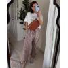 imageFlygo Womens Plaid Pajamas Sets 2 Piece Cotton Pj Set Puff Sleeve Ruffle Babydoll Shirt Gingham Pants Lounge SetsCoffee