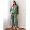 imageFlygo Womens Plaid Pajamas Sets 2 Piece Cotton Pj Set Puff Sleeve Ruffle Babydoll Shirt Gingham Pants Lounge SetsDark Green
