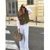 imageFlygo Womens Sleeveless Sweater Vest 2025 Fall Sweaters Loose Crop Knit Top Chunky Crochet Button Cardigan SweatersArmy
