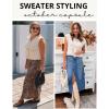 imageFlygo Womens Sleeveless Sweater Vest 2025 Fall Sweaters Loose Crop Knit Top Chunky Crochet Button Cardigan SweatersBeige