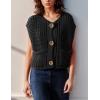 imageFlygo Womens Sleeveless Sweater Vest 2025 Fall Sweaters Loose Crop Knit Top Chunky Crochet Button Cardigan SweatersBlack