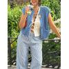 imageFlygo Womens Sleeveless Sweater Vest 2025 Fall Sweaters Loose Crop Knit Top Chunky Crochet Button Cardigan SweatersBlue