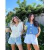 imageFlygo Womens Sleeveless Sweater Vest 2025 Fall Sweaters Loose Crop Knit Top Chunky Crochet Button Cardigan SweatersBlue