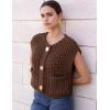 imageFlygo Womens Sleeveless Sweater Vest 2025 Fall Sweaters Loose Crop Knit Top Chunky Crochet Button Cardigan SweatersCoffee